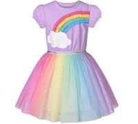 Sunny Fashion Mädchen Kleid Regenbogen Tüllrock Kurzarm Geburtstag Party