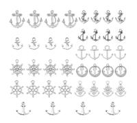 SUNNYCLUE 1 Box 100 Stück 10 Stile Tibetischer Stil Legierung Seeanker Charms 10 Stile Navigation Legierung Ruder Charm Seemann Anker Anhänger Für Schmuckherstellung Charms Armbänder Schlüsselanhänger