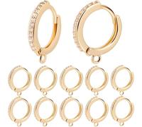 SUNNYCLUE 1 Box 12 Stück Echte 18 Karat Vergoldete Ohrringhaken Leverback Französische Ohrringhaken Runde Leverbacks Ohrhaken Aus Messing Mikropflaster Klare Zirkonia Creolen Beschläge Zur Schmuckhers