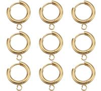 SUNNYCLUE 1 Box 12 Stück Echte 24K Vergoldete Ohrringhaken Französische Leverback Ohrringhaken Angelhaken Ohrdrähte Edelstahl Runde Leverback Ohrringhaken Beschläge Für Die Schmuckherstellung Zubehör