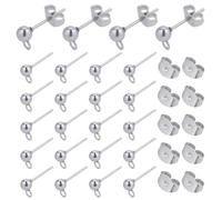 SUNNYCLUE 1 Box 120 Sets Kugelpfosten Ohrstecker Kugelpfosten Ohrringstecker Edelstahl Ohrringpfosten Ohrringpfosten Mit Schlaufe Ohrsteckerzubehör Für Schmuckherstellung Zubehör DIY Baumelnde Ohrring