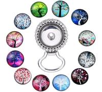 SUNNYCLUE 1 Box 13 austauschbare Brillen Mit Druckknöpfen Brosche Baum des Lebens Glasblumenstrauß 18 mm Druckknopf-Anhänger Für Schmuckherstellung