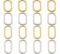 SUNNYCLUE 1 Box 16 Stück 8 Paar Creolen Leverback Ohrhaken Französische Ohrringhaken Gold/Silber Rechteckig Edelstahl Winzige Knorpel Huggie Creolen Ohrring Beschläge Zur Schmuckherstellung Zubehör Zu