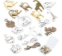 SUNNYCLUE 1 Box 18 Stile 72 Stück Kätzchen Charms Haustier Katze Anhänger Legierung Tiere Brief Liebe Herz Baumeln Bulk DIY Für Die Schmuckherstellung Charms Ohrring Zubehör Damen Erwachsene Tibetisch