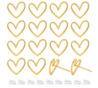 SUNNYCLUE 1 Box 20 Sets Echte 18 Karat Vergoldete Ohrstecker Herz Ohrstecker Valentinstag Hohle Liebes Ohrstecker Kunststoff Ohrmuttern Für Schmuckherstellung Zubehör Frauen Erwachsene DIY Bastelarbei