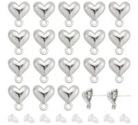 SUNNYCLUE 1 Box 20 Sets Ohrstecker In Herzform 925 Sterling Ohrstecker Mit Schlaufe Metall Silberfarbener Liebes Ohrstecker Mit Löchern Großpackung Zur Schmuckherstellung Zubehör DIY Ohrringe Für Frau