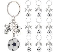 SUNNYCLUE 1 Box 20 Sets Schlüsselanhänger Mit Fußballmotiv Sport Schlüsselanhänger Metall Silberfarben Flach Fußballkleidung Team Souvenir Belohnungs Schlüsselring Zum Basteln Party Hochzeit Gastgesch