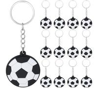 SUNNYCLUE 1 Box 20 Stück Fußball Schlüsselanhänger Sportball Schlüsselanhänger Großpackung Schwarz Weiß Silikon Rund Flach Metall Team Schlüsselringe Für Geldbörsen Zubehör Handtaschen Taschen Charms