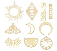 SUNNYCLUE 1 Box 20 Stück Mond Charms Mondphasen Charm Sonne Messing Halbmond Schmetterlings Amulette Rechteck Doppelseitig Flach Rund Hohl Reize Für Die Schmuckherstellung Reize Halsketten Ohrringe