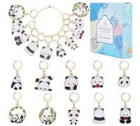 SUNNYCLUE 1 Box 20 Stück Panda Maschenmarkierer Niedliche Häkelmarker Charms Emaille Tier Edelstahl Hebelverschlüsse Metall Strickmarkierer Abnehmbare Häkelmarkierer Zum Anklipsen Für DIY Häkeln Stric