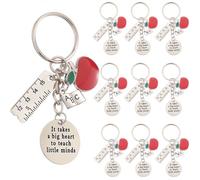 SUNNYCLUE 1 Box 20 Stück Schlüsselanhänger Zur Anerkennung von Lehrern Großpackung Mit Schlüsselanhängern Für Lehrer Wort Inspiration Silbernes ABC Rote Äpfel Dankesanhänger Für Die Schule Für Handtas