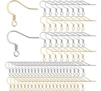 SUNNYCLUE 1 Box 200 Stück Echte 18K Vergoldete Edelstahl Ohrringhaken Fischhaken Ohrringzubehör Französische Ohrhaken Mit Zu Öffnenden Schlaufen Durchbohrte Ohren Hypoallergen Für Schmuckherstellungs