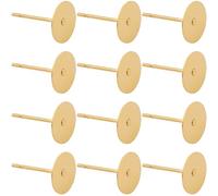 SUNNYCLUE 1 Box 200 Stück Ohrstecker Aus Echtem 24 Karat Vergoldetem Edelstahl Ohrstecker Lose 8mm Flache Rückseite Runde Pad Rohlinge Mutternstecker Beschläge Für DIY Ohrringe Basteln Schmuckherstel
