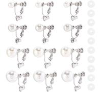 SUNNYCLUE 1 Box 24 Stück 4 Größen Clip On Konverter Silberne Ohrring Konverter Metall Edelstahl Verstellbare ABS Perlen Ohrschmuck Mit Silikonpolstern Für Nicht Durchstechende Schmuckherstellung DIY B