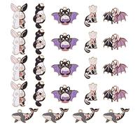 SUNNYCLUE 1 Box 24 Stück 6 Stile Gothic Charms Halloween Emaille Charms Totenkopf Skelett Knochen Charme Kaninchen Katze Niedliche Charme Magischer Anhänger Für Die Schmuckherstellung Anhänger DIY