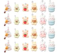 SUNNYCLUE 1 Box 24 Stück 6 Stile Kaninchen Charms Große Häschen Charms Große Hasen Charms Kunstharz Cartoon Osterhase Bunte Musikinstrumente Tier Charms Für Die Schmuckherstellung Charms Schlüsselanhä