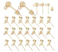 SUNNYCLUE 1 Box 3 Stile 30 Sets Echte 18 Karat Vergoldete Ohrstecker Mit Kugelkopf Ohrstecker Beschläge Aus Messing Im Reibungsstil Goldene Ohrstecker Mit Schlaufen Zur Schmuckherstellung Zubehör Für
