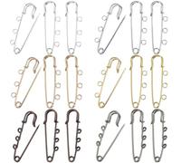 SUNNYCLUE 1 Box 30 Stück 6 Farben Sicherheitsnadel Brosche Kiltnadeln Massenware Aus Metall Und Eisen Robuste Befestigungsschlaufen Verschlussbroschen Mit 3 Löchern Zum Nähen von Decken Kleidung Schmu