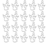 SUNNYCLUE 1 Box 30 Stück Engel Anhänger Silberne Feen Anhänger Großpackung Hohle Schutzengel Tibetischer Stil 304 Flügel Anhänger Aus Edelstahl Charms Für Die Schmuckherstellung Charms Weihnachtsarmbä