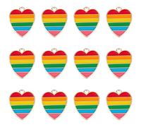 SUNNYCLUE 1 Box 30 Stück Regenbogenherz Emaille Charms Buntes Herz Liebe Ist Liebe Charms Für Die Schmuckherstellung Charms Regenbogenstreifen Liebesanhänger Ohrringherstellung Zubehör Halskette Armba