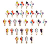 SUNNYCLUE 1 Box 32 Stück Emaille Ballon Charms Heißluftballon Charms Anhänger Ballon Legierung Emaille Charms Party Schmuck Zubehör Für Ohrringe Armbänder Halskette Schmuckherstellung