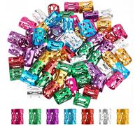 SUNNYCLUE 1 Box 350 Stück 7 Farben Bunte Haarmanschetten Aluminium Haarschmuck Metall Verstellbar Vintage Dreadlock Flechtspule Perlen Ringe Clips Manschette Für Halloween Party Kopfschmuck Dekoration