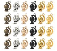 SUNNYCLUE 1 Box 36 Stück 6 Farben Erdkugel Anhänger Planeten Anhänger Großpackung Gold Silber k Bronze Schwarz Metalllegierung 3D Planetenuniversum Weltraum Anhänger Für Die Schmuckherstellung Ohrring