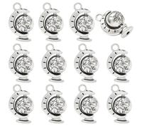 SUNNYCLUE 1 Box 36 Stück Silberner Globus Anhänger Mini Erd Anhänger Metalllegierung k 3D Planet Planeten Universum Weltraum Tellurion Förmige Anhänger Für Die Schmuckherstellung Ohrringe DIY Bastelzu