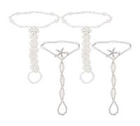 SUNNYCLUE 1 Box 4 Stück Sommer Strand Fußkettchen Seestern Perlen Perlen Elastisches Fußkettchen Imitationsperle Barfuß Sandale Kette Hochzeit Sommer Strand Fußkette Zehenring Perle Für Frauen Party A