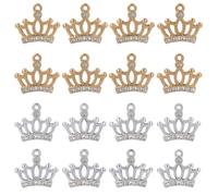 SUNNYCLUE 1 Box 40 Stück 2 Farben Strass Kronen Anhänger Goldene Kronen Anhänger Metalllegierung Kristall Edelstein Silberne Vintage Königin Anhänger Für Die Schmuckherstellung DIY Halsketten Armbände