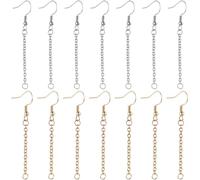 SUNNYCLUE 1 Box 40 Stück Französische Ohrringhaken Draht Ohrhaken Silber Echtes 18 Karat Vergoldetes Edelstahl Metall Spiralkugel Verbindungsstück Für Ohrringe Mit Verlängerungskette Für Die Schmuckhe