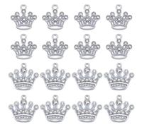 SUNNYCLUE 1 Box 40 Stück Kronen Charms Silber Tiara Charm Bulk Vintage Legierung Strass Mini Prinzessin Königin Krone Charms Für Schmuckherstellung Charms Ohrringe Armband Halskette DIY Handwerk Valen