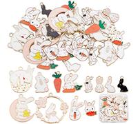 SUNNYCLUE 1 Box 48 Stück 12 Stile Oster Charms Großer Hasen Charm Kaninchen Karotte Legierung Emaille Charms Tier Anhänger Für Die Schmuckherstellung Charms Armband Halskette Ohrringe Erwachsene DIY B