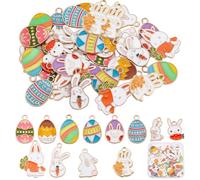 SUNNYCLUE 1 Box 48 Stück 12 Stile Osterei Charms Hasen Charms Bulk Emaille Kaninchen Karotten Charm Cartoon Tiere Charms Für Die Schmuckherstellung Charms Armband Halskette Ohrring Frauen Bastelbedarf
