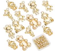 SUNNYCLUE 1 Box 48 Stück 6 Stile Beschichtung Legierung Bär Charms Gold Cartoon Bär Anhänger Tier Baumelt Für Die Schmuckherstellung Charms Schlüsselanhänger Ohrring Zubehör Armband Halskette Liefert