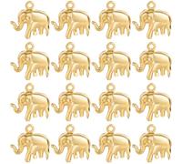 SUNNYCLUE 1 Box 50 Stück Echter 18 Karat Vergoldeter Elefanten Charm Elefanten Charms Bulk Tibetische Legierung Edelstahl Glückstier Anhänger Für Schmuckherstellung DIY Handwerk Halskette Armband Ohrr