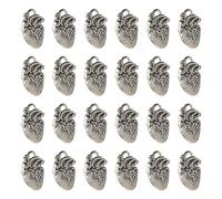 SUNNYCLUE 1 Box 50 Stück Gothic Herz Charms Bulk Silber Herz Charms Tibetischer Stil Legierungsanhänger Metall 3D Anatomisches Organ Halloween Für Die Schmuckherstellung DIY Halskette Oh