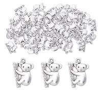 SUNNYCLUE 1 Box 50 Stück Koalabär Charm Silber Koala Charms Tibetische Legierung Zoo Tier Charm Für Die Schmuckherstellung Charms Zubehör DIY Basteln Halsketten Armbänder Ohrringe Basteln Frauen Anfän