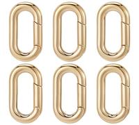 SUNNYCLUE 1 Box 6 Stück Echte 18 Karat Vergoldete Feder Schlüsselringschnalle Dünne Ovale Federringe Verbindungsstück Schnapphaken Karabinerverschlüsse Für Schmuckherstellungszubehör DIY Schlüsselanhä