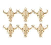 SUNNYCLUE 1 Box 6 Stück Stier Charms Aus Echtem 18 Karat Vergoldetem Messing Western Rinderkopf Tier Charm Ochsenhorn Kuh Goldene Charms Für Die Schmuckherstellung Charm Halskette Ohrringe Schlüsselan