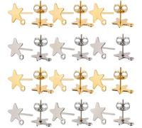 SUNNYCLUE 1 Box 60 Stück Ohrstecker In Sternform Mit Schlaufe Und 80 Stück Ohrstecker Aus Edelstahl Echt 18 Karat Vergoldet Fünfzackige Sterne Ohrstecker Zubehör Für Die Schmuckherstellung DIY Handwer