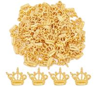 SUNNYCLUE 1 Box 70 Stück Kleine Goldene Kronen Charms Große König Charms Legierung Mentale Mini Vintage Goldene Tiara Perle Mit Flacher Rückseite Prinzessinnen Charm Für Die Schmuckherstellung Charms