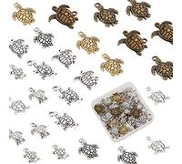 SUNNYCLUE 1 Box 72 Stück 9 Stil Schildkröten-Charms Legierung Schildkröten-Charms Im Tibetischen Stil Meerestierperlen Schildkröten-Charm-Anhänger Für Armbänder, Halsketten, Schmuck, DIY-Bastelarbeite