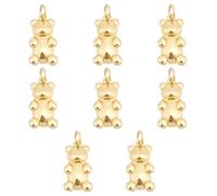 SUNNYCLUE 1 Box 8 Stück Echte 18K Vergoldete Bären Charm Teddybär 3D Cartoon Niedliche Tierbären Baumelnder Charm Für Schmuckherstellung DIY Armband Halskette Ohrring Geschenk Fra