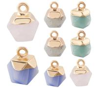 SUNNYCLUE 1 Box 8 Stück Natürliche Edelstein Charm Vergoldete Anhänger Mit Heilenden Edelsteinen Schneidestein Charme Aus Rosenquarz Amazonit Weißer Jade Labradorit Anhänger Zur Schmuckherstellung