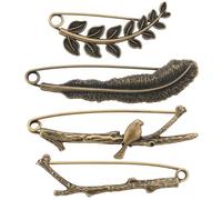 SUNNYCLUE 1 Box 8 Stück Vintage Anstecknadeln Antike Bronze Anstecknadel Sicherheitsbrosche Große Blatt Anstecknadel Feder Vogelzweig Ansteckbrosche Für Männer Und Frauen Mäntel Jacken Hüte Taschen De