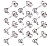 SUNNYCLUE 1 Box 80 Stück 20 Paar Kugel Ohrstecker 304 Edelstahl Ohrstecker Ohrstecker Mit Schlaufe 4 mm Kugel Ohrstecker Für Schmuckherstellung Zubehör Frauen DIY Baumelnde Ohrringe Basteln