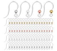 SUNNYCLUE 1 Box 80 Stück 4 Farben Kunststoff Ohrringhaken Französische Ohrringhaken Kugelpunkt Silber Klar Sicherheitsfischhaken Ohrringdrähte Für Die Schmuckherstellung Frauen Anfänger DIY Baumeln Oh