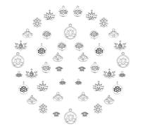 SUNNYCLUE 1 Box 88 Stück 11 Stile Lotus Yoga Om Ohm Blume Charms Anhänger Links Verbinder Perlen Schmuck Zubehör Für DIY Ohrring Halskette Armband Schmuckherstellung