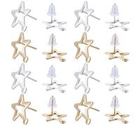 SUNNYCLUE 1 Box Mit 100 Ohrsteckern In Sternform 24 Karat Vergoldet Und Sterling Silber Plattiert Ohrstecker Mit Schlaufe Stern Ohrstecker Zur Schmuckherstellung Zubehör DIY Ohrhänger